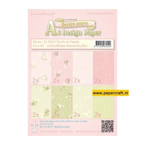 51.9524 Swirls & Hearts Roze / Groen