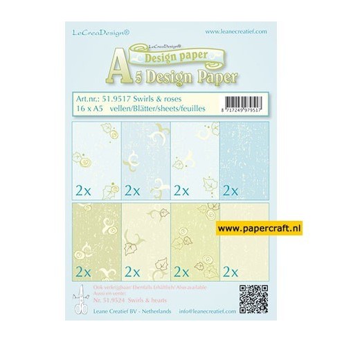 51.9517 Swirls & Roses Blauw / Groen