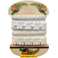Ju0925 Flower Ribbon White and Off White