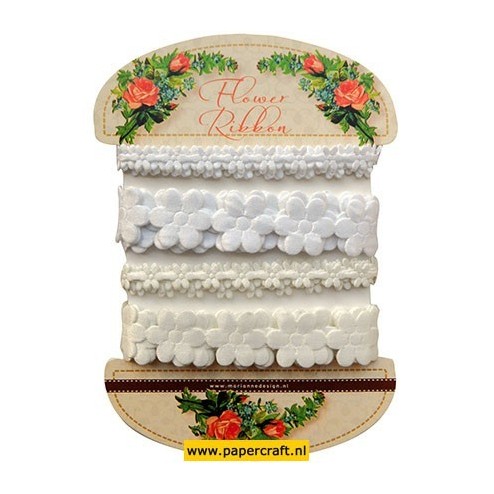 Ju0925 Flower Ribbon White and Off White