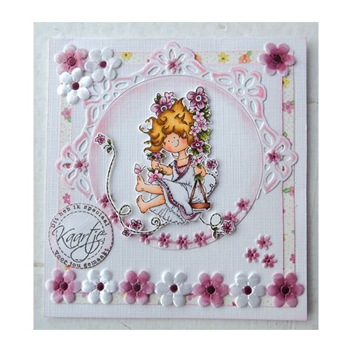 JU0925 Flower Ribbon White and Off White