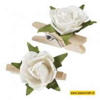 Mini Rozen Clip Wit