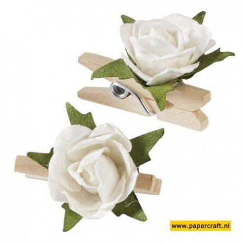 Mini Rozen Clip Wit