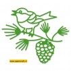 CO723905 Pine Cone Branch with Bird