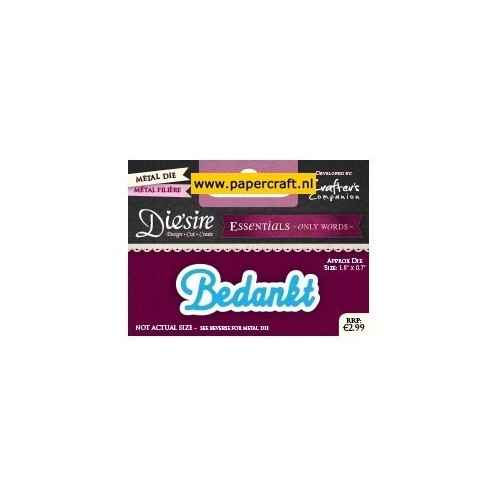Crafter's Companion Snijmal Bedankt uit de Die'sire Essentials collectie, code: DS-E-W-15