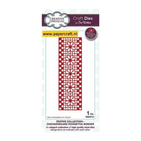 CED3112 Checkerboard Poinsettia Border