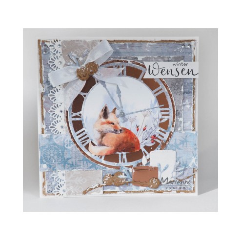 Voorbeeldkaart met de Marianne Design stansmal LR0636 Clock