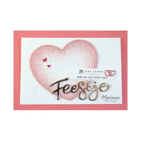 Voorbeeldkaart met de Marianne Design stansmal CR1492 Punch Die Puzzle