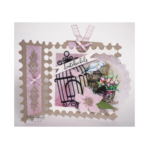 Voorbeeldkaart met de Marianne Design stansmal LR0639 Birdcage Large