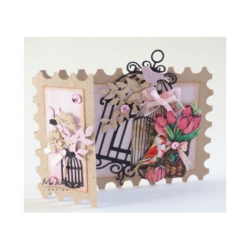 Voorbeeldkaart met de Marianne Design stansmal LR0640 Birdcage Set