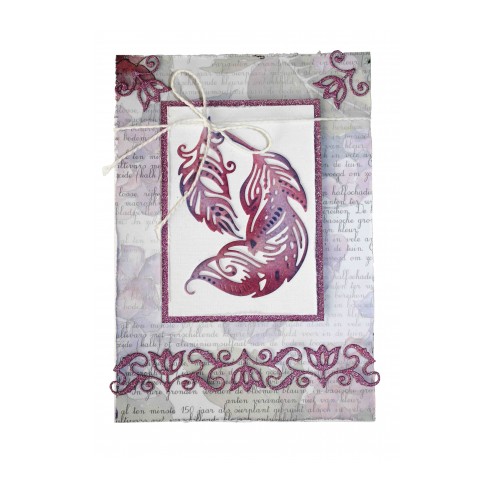 Voorbeeldkaart met de Joy! Crafts stansmal 6002/1404 Magic Feathers