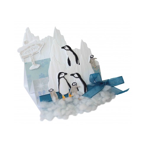 Voorbeeldkaart met de Joy! Crafts stansmal 6002/1417 Penguin Family