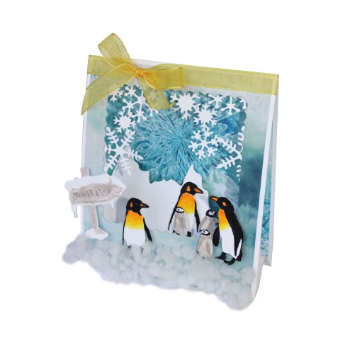 Voorbeeldkaart met de Joy! Crafts stansmal 6002/1417 Penguin Family