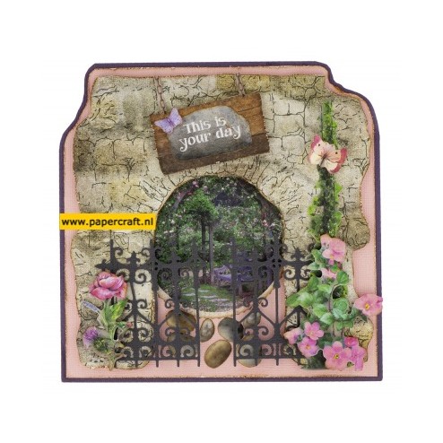 Voorbeeldkaart met de achtergrond stempel STAMPEG434 English Garden