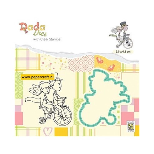 Nellie's Choice Marriage Loving On A Bike  uit de DADA Set Die & Clear Stamp, code: DDCS027