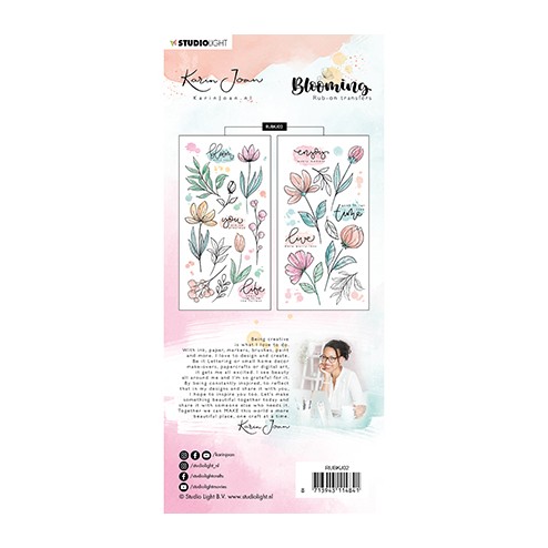 Achterzijde van de Studio Light Rub On Sticker Blooming Collection Nr 2 van Karin Joan, code: RUBKJ02
