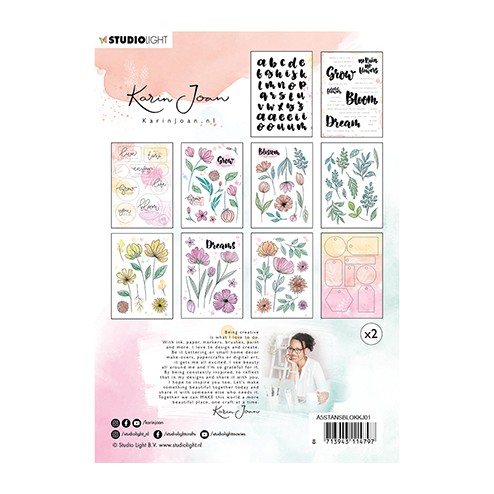 Achterzijde van Studio Light Stansblok Die Cut  Blooming Collection Nr 1 van Karin Joan, Code: A5STANSBLOKKJ01