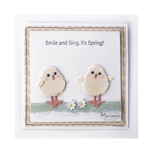 Voorbeeldkaart met 2 variaties met de Marianne Design Stansmal LR0644 Tiny's Easter Chick