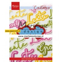 Marianne Design stansmal waarmee u de tekst Groetjes  stanst,  code LR0646