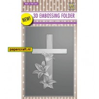 Nellie's Choice 3D Embossing Folder Cross With Lilies, code: EF3D010