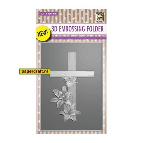 Nellie's Choice 3D Embossing Folder Cross With Lilies, code: EF3D010