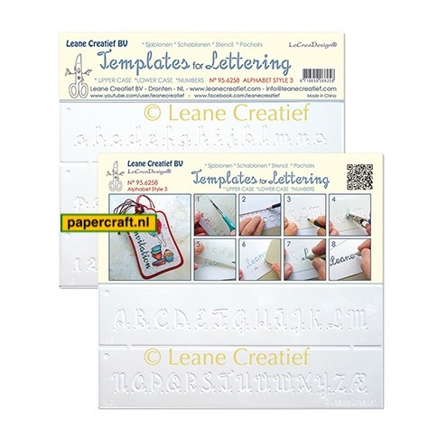 Leane Creatief Template for Lettering Alphabet Style 3 Hoofletters, Kleine letters en Cijfers, code: 95.6258