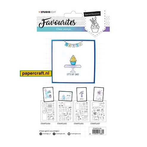 Een vrolijke kaart voor een Verjaardag maakt u met een stempel uit de stempelset Favourites 484