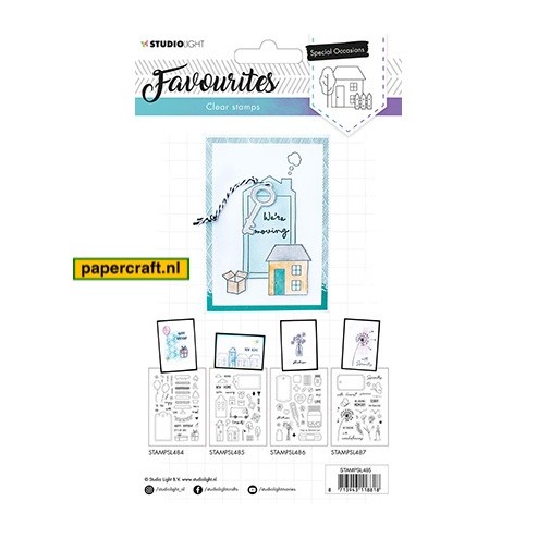 Een Verhuiskaart voor een Nieuwe Woning maakt u met een stempel uit de stempelset Favourites 485