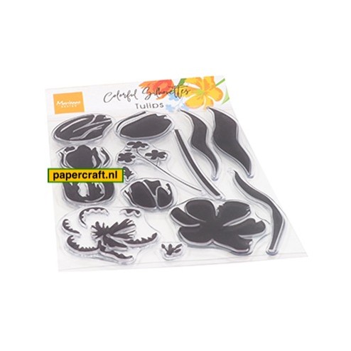 Marianne Design Stempelset Colorful Silhouettes Tulips voor het stempelen van Tulpen in de knop of in bloei, code: CS1054