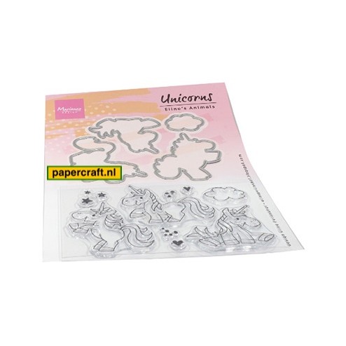 Marianne Design Stamp & Die set Eline's Animals Unicorns van ontwerper Eline Pellinkhof, code: EC0180