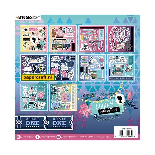 Alle Die Cut Sheets uit het blok Happy Moments op een rij, code: EASYHM663