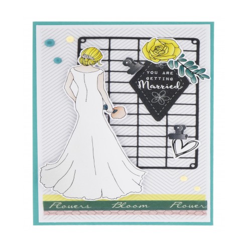 Een Trouwkaart gemaakt met Papier Elementen uit het Die Cut Block Sweet Flowers