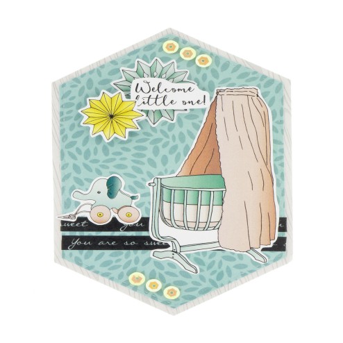 Een Geboortekaartje gemaakt met Papier Elementen uit het Die Cut Block Sweet Flowers