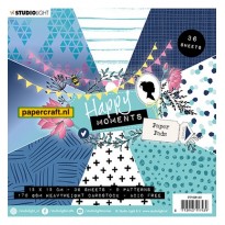 Studio Light Paper Pad Happy Moments, in vrolijke blauwe, turquoise en witte kleuren, code: PPHM148