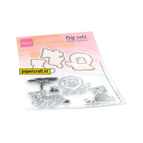 Marianne Design Stamp & Die set Eline's Animals Big Cats van ontwerper Eline Pellinkhof, code: EC0182