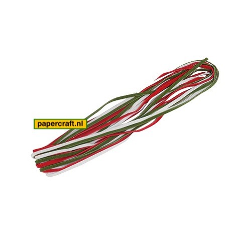 Leren koord van Hobby Crafting and Fun in de kerstkleuren Rood, Groen en Wit, code: 12231-3104