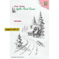 Nellie's Choice Stempel Wintery House uit de serie Idyllic Floral Scenes, code: IFS023