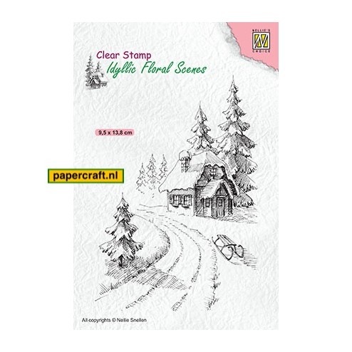 Nellie's Choice Stempel Wintery House uit de serie Idyllic Floral Scenes, code: IFS023