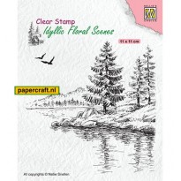 Nellie's Choice Stempel Wintery Water's Edge uit de serie Idyllic Floral Scenes, code: IFS025
