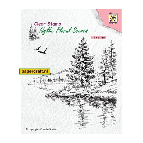 Nellie's Choice Stempel Wintery Water's Edge uit de serie Idyllic Floral Scenes, code: IFS025