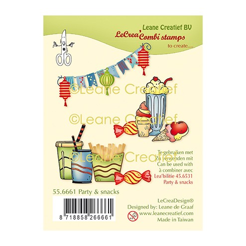 Leane Creatief Stempel Party & Snacks uit de serie LeCrea Combi Stamps, code: 55.661