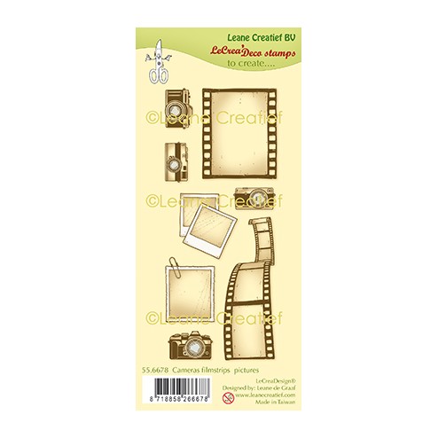 Leane Creatief Stempel Cameras Filmstrips Pictures uit de LeCreaDeco Stamps, code: 55.6678
