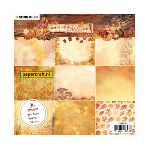Studio Light Paper Pad Wonderful Autumn, designpapier in warme gele Herfstinten, code: PPWA149