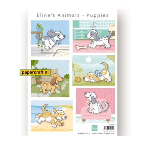 Marianne Design Knipvel Eline's Animals Puppies van ontwerper Eline Pellinkhof, code: AK0079