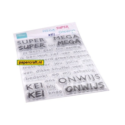 Marianne Design Stempel Super Mega Kei Onwijs met teksten voor van alles en nog wat, code: CS1066