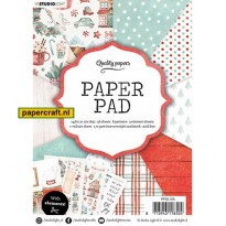 Studio Light Paper Pad 36 vellen in 8 designs, 3 vellen Plaatjes en vellum in zachte rood / wit/ zeegroen tinten, code: PPSL155
