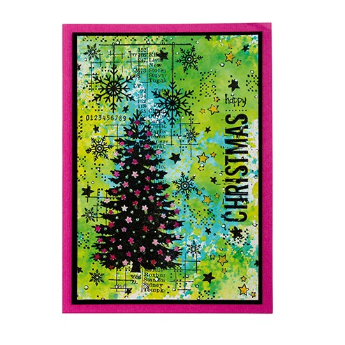 De Mixed Media Stempel Art Stamps Christmas Tree is op deze  voorbeeldkaart gebruikt, code: MM1634