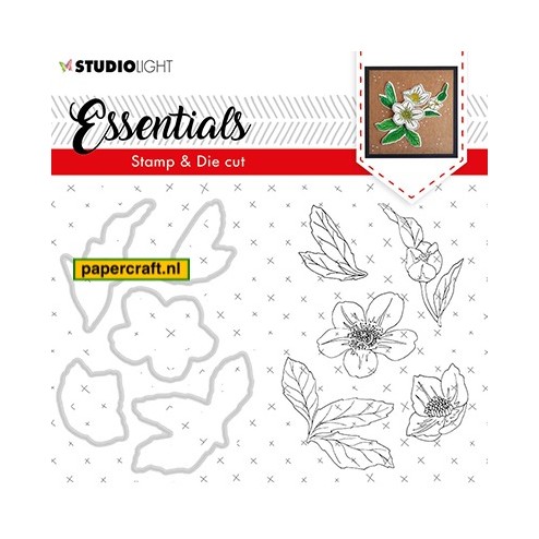 Studio Light Clear Stamp & Die Cut Christmas Rose Essentials nummer 48, code: BASICSDC48