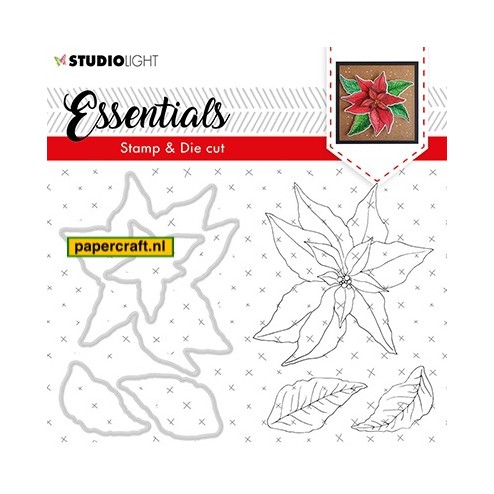 Studio Light Basics Clear Stamp & Die Cut Christmas Rose Essentials nummer 47, code: BASICSDC47