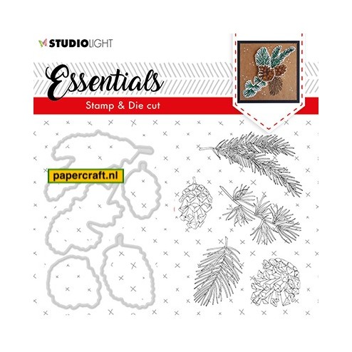 Studio Light Clear Stamp & Die Cut Pine Branch Essentials nummer 49, code: BASICSDC49